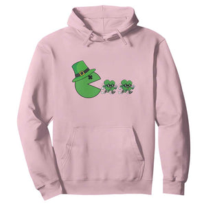 St Patricks Day Retro Gamer Eating Shamrock Lucky Gift Hoodie TS12 Light Pink Print Your Wear