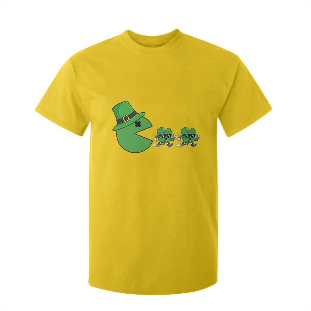 St Patricks Day Retro Gamer Eating Shamrock Lucky Gift T Shirt For Kid TS12 Daisy Print Your Wear