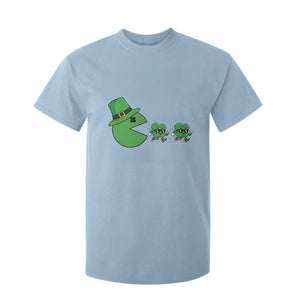 St Patricks Day Retro Gamer Eating Shamrock Lucky Gift T Shirt For Kid TS12 Light Blue Print Your Wear