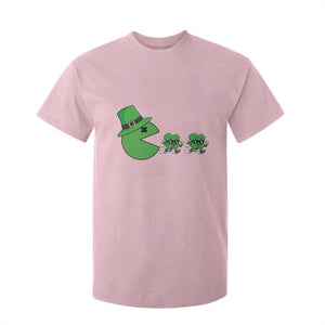 St Patricks Day Retro Gamer Eating Shamrock Lucky Gift T Shirt For Kid TS12 Light Pink Print Your Wear