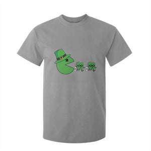 St Patricks Day Retro Gamer Eating Shamrock Lucky Gift T Shirt For Kid TS12 Sport Gray Print Your Wear