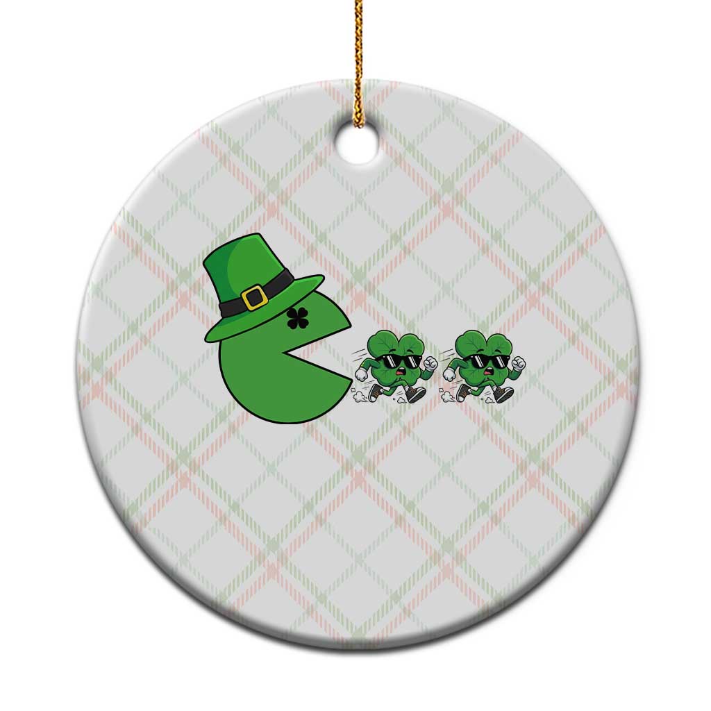 St Patricks Day Retro Gamer Eating Shamrock Lucky Gift Ceramic Ornament TS12 1pc Christmas Plaid Print Your Wear