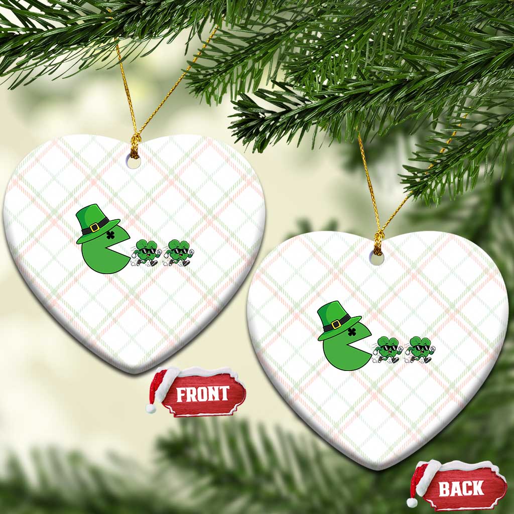 St Patricks Day Retro Gamer Eating Shamrock Lucky Gift Ceramic Ornament TS12 Print Your Wear