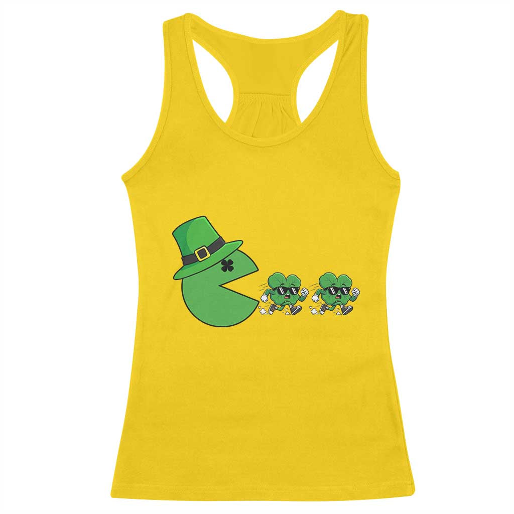 St Patricks Day Retro Gamer Eating Shamrock Lucky Gift Racerback Tank Top TS12 Daisy Print Your Wear
