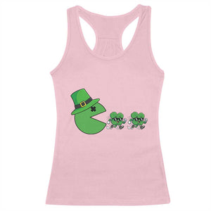 St Patricks Day Retro Gamer Eating Shamrock Lucky Gift Racerback Tank Top TS12 Light Pink Print Your Wear