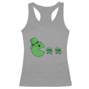 St Patricks Day Retro Gamer Eating Shamrock Lucky Gift Racerback Tank Top TS12 Sport Gray Print Your Wear