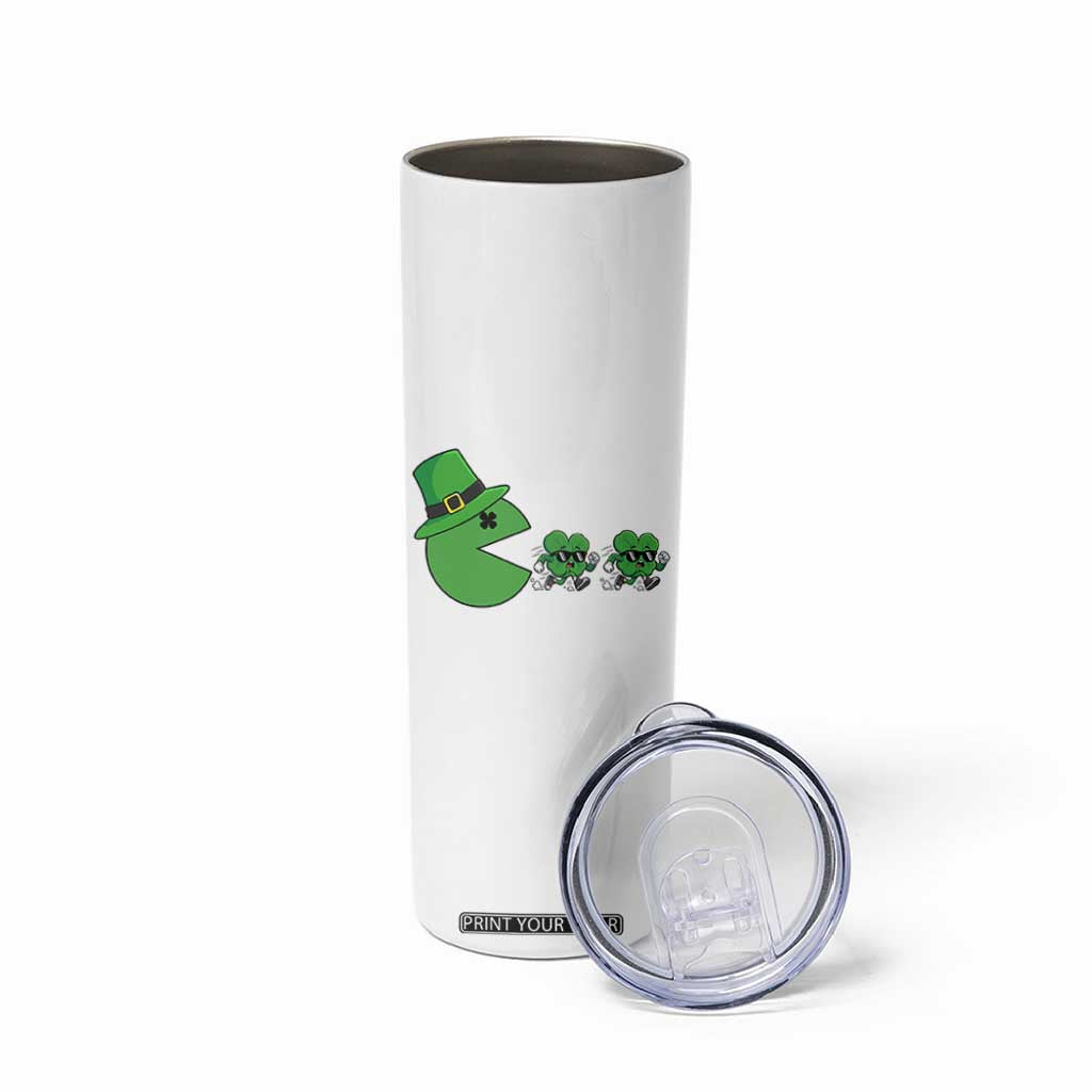 St Patricks Day Retro Gamer Eating Shamrock Lucky Gift Skinny Tumbler TS12 Print Your Wear