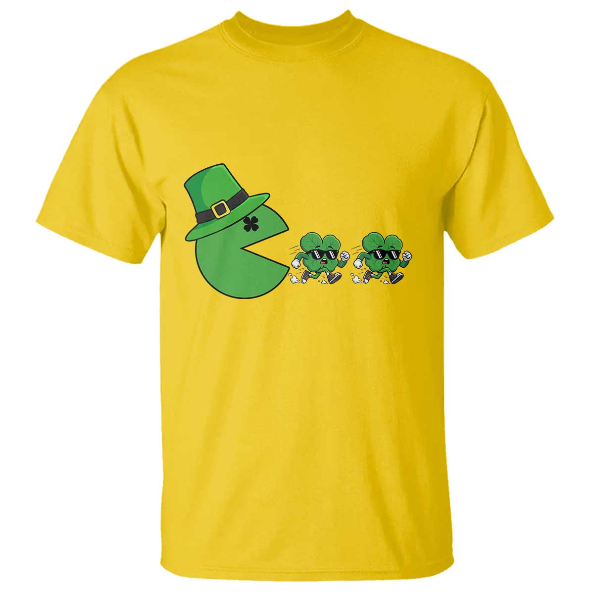 St Patricks Day Retro Gamer Eating Shamrock Lucky Gift T Shirt TS12 Daisy Print Your Wear