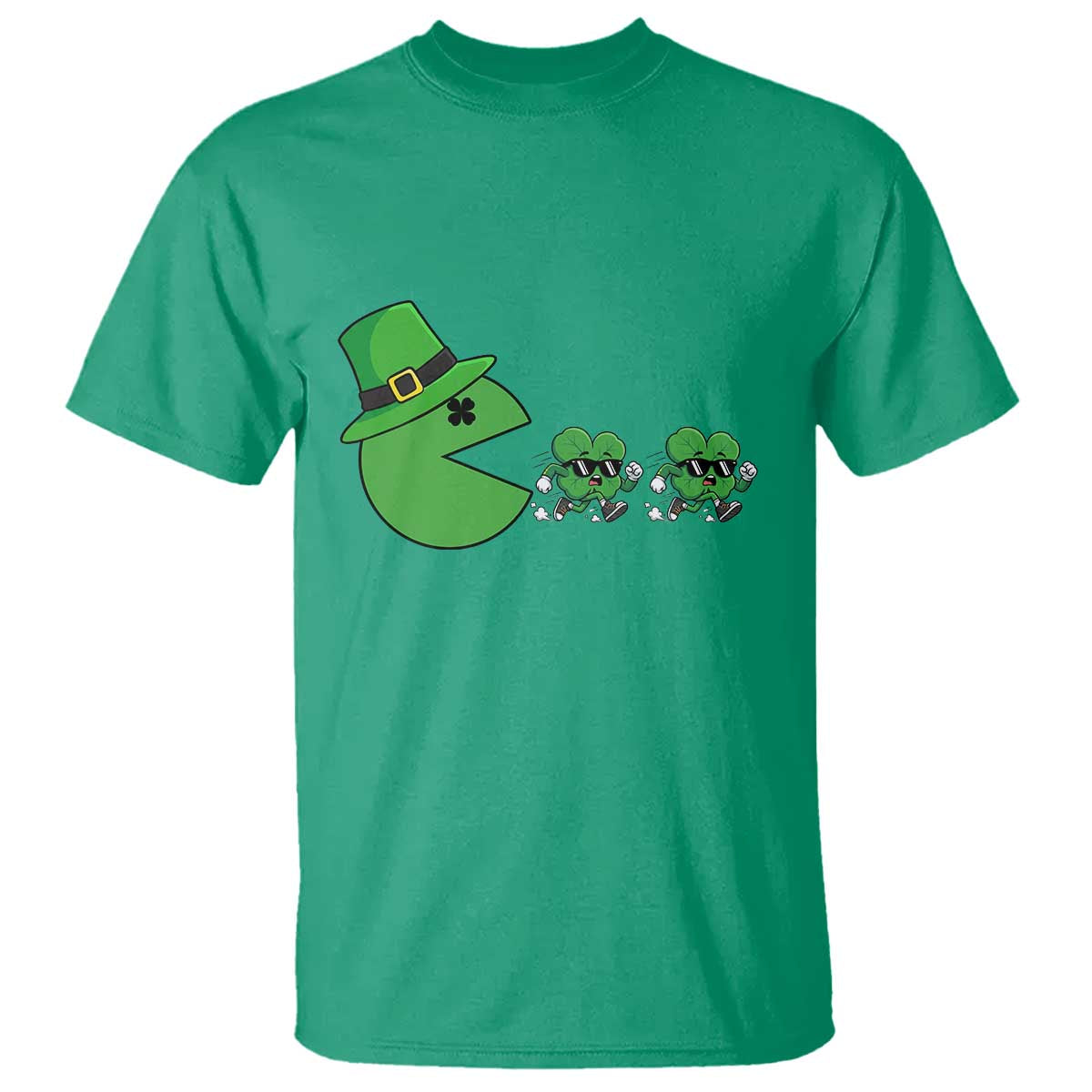 St Patricks Day Retro Gamer Eating Shamrock Lucky Gift T Shirt TS12 Irish Green Print Your Wear
