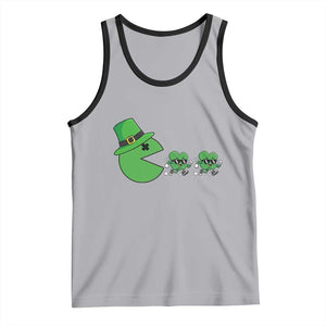 St Patricks Day Retro Gamer Eating Shamrock Lucky Gift Tank Top TS12 Athletic Heather Black Print Your Wear