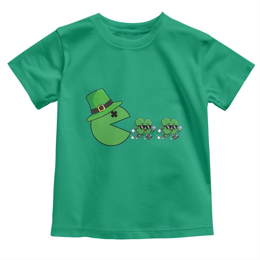 St Patricks Day Retro Gamer Eating Shamrock Lucky Gift Toddler T Shirt TS12 Irish Green Print Your Wear
