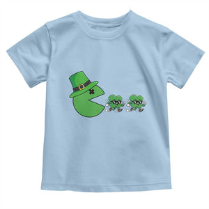St Patricks Day Retro Gamer Eating Shamrock Lucky Gift Toddler T Shirt TS12 Light Blue Print Your Wear