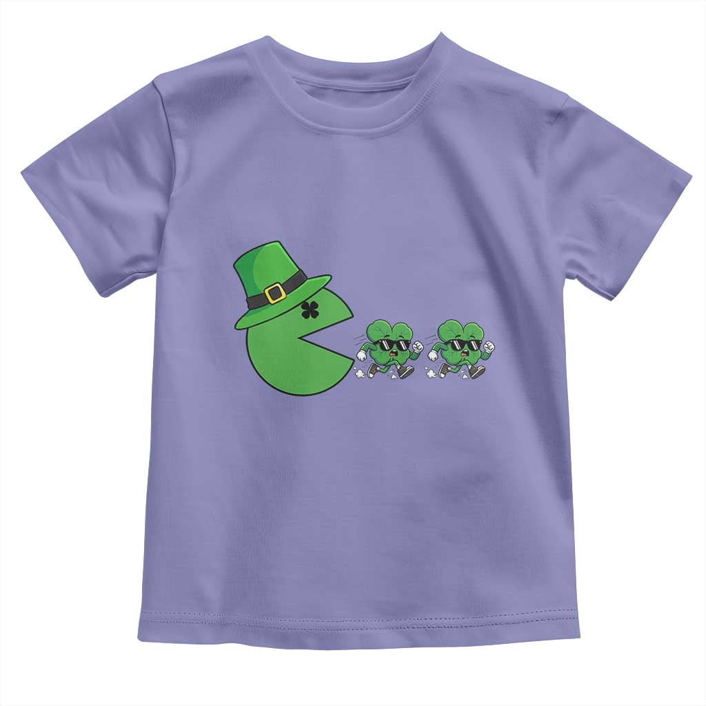 St Patricks Day Retro Gamer Eating Shamrock Lucky Gift Toddler T Shirt TS12 Violet Print Your Wear