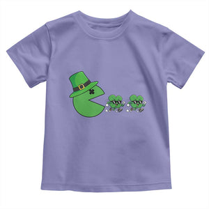 St Patricks Day Retro Gamer Eating Shamrock Lucky Gift Toddler T Shirt TS12 Violet Print Your Wear