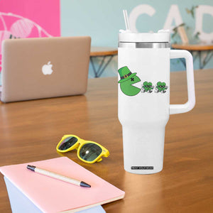St Patricks Day Retro Gamer Eating Shamrock Lucky Gift Tumbler With Handle TS12 Print Your Wear