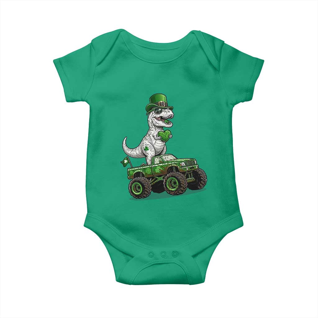 Funny St Patricks Day Dinosaur Truck Baby Onesie Lucky Dino Gift TS12 Irish Green Print Your Wear