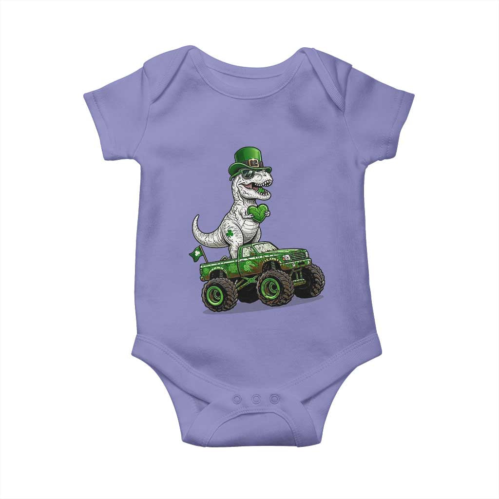 Funny St Patricks Day Dinosaur Truck Baby Onesie Lucky Dino Gift TS12 Violet Print Your Wear