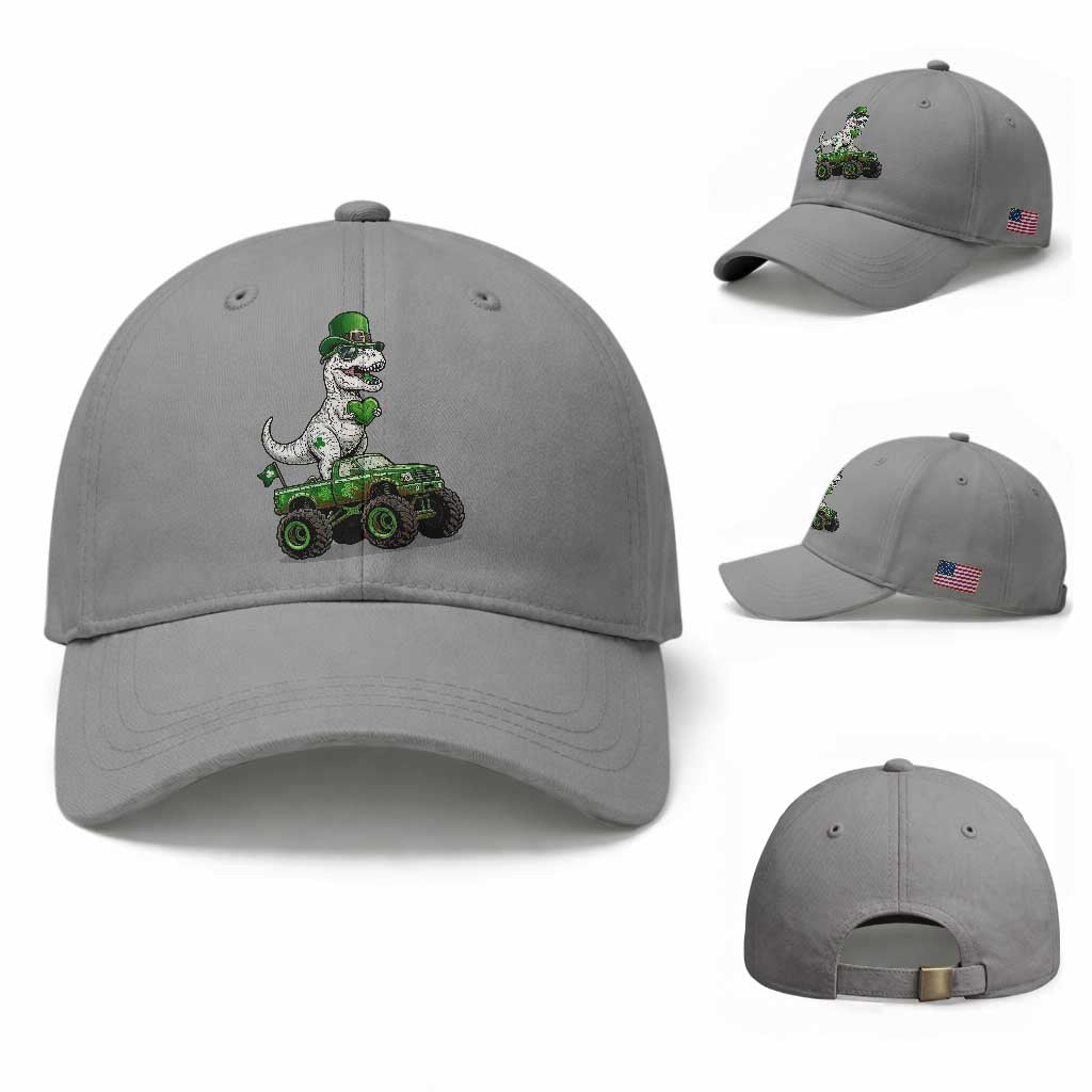 Funny St Patricks Day Dinosaur Truck Baseball Cap Lucky Dino Gift TS12 Baseball Cap Universal Fit Sport Gray Print Your Wear