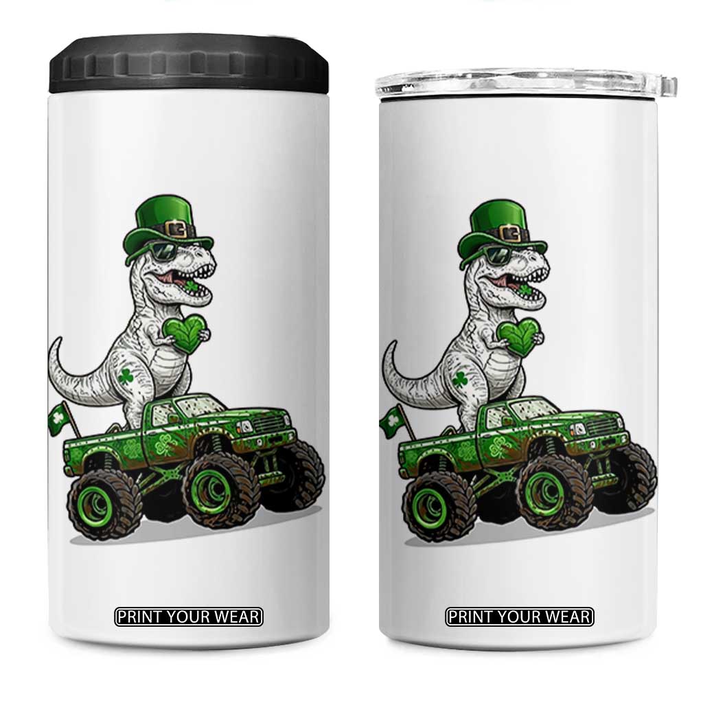 Funny St Patricks Day Dinosaur Truck 4 in 1 Can Cooler Tumbler Lucky Dino Gift TS12 One Size: 16 oz White Print Your Wear