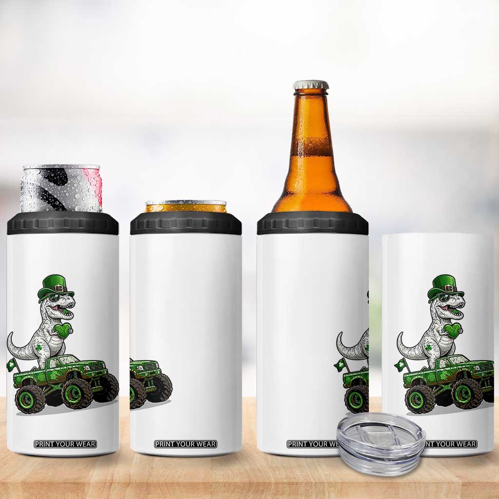 Funny St Patricks Day Dinosaur Truck 4 in 1 Can Cooler Tumbler Lucky Dino Gift TS12 Print Your Wear