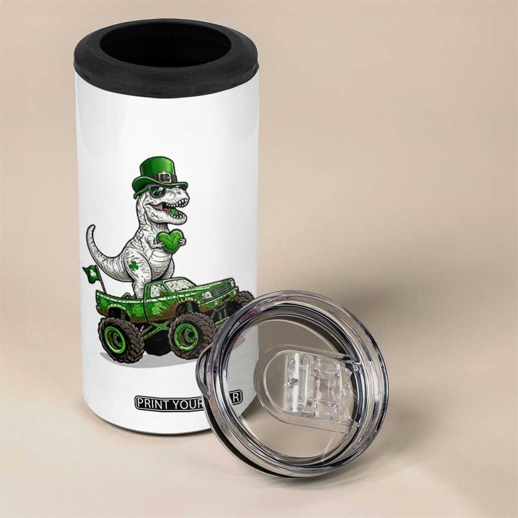 Funny St Patricks Day Dinosaur Truck 4 in 1 Can Cooler Tumbler Lucky Dino Gift TS12 Print Your Wear