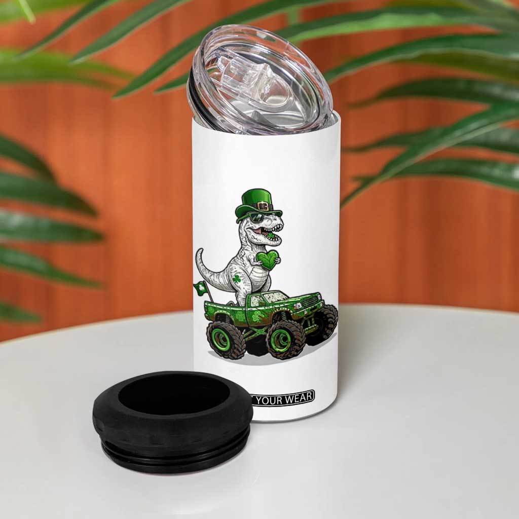 Funny St Patricks Day Dinosaur Truck 4 in 1 Can Cooler Tumbler Lucky Dino Gift TS12 Print Your Wear