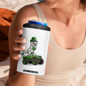 Funny St Patricks Day Dinosaur Truck 4 in 1 Can Cooler Tumbler Lucky Dino Gift TS12 Print Your Wear