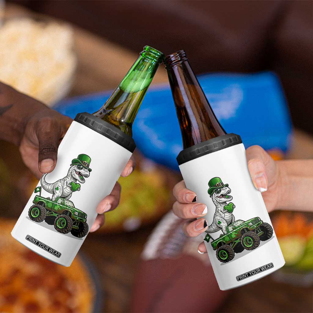 Funny St Patricks Day Dinosaur Truck 4 in 1 Can Cooler Tumbler Lucky Dino Gift TS12 Print Your Wear