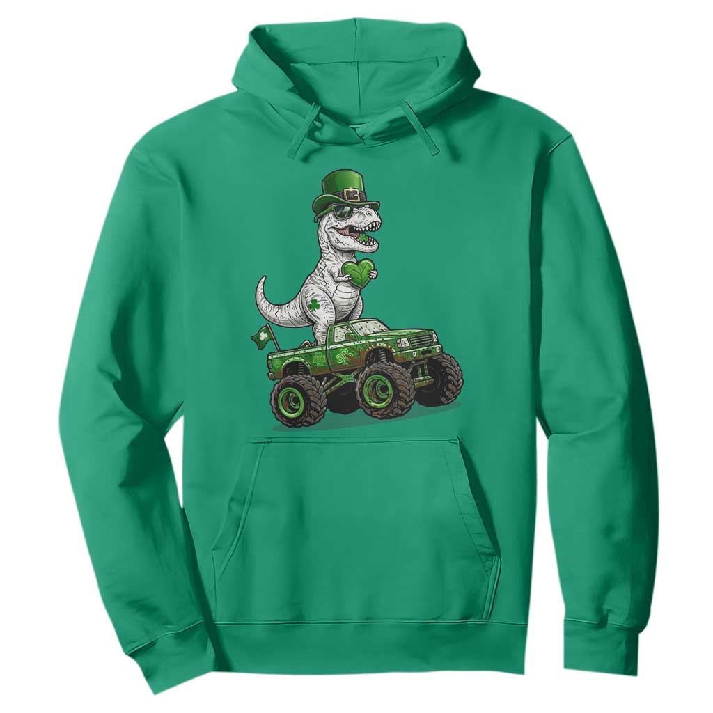 Funny St Patricks Day Dinosaur Truck Hoodie Lucky Dino Gift TS12 Irish Green Print Your Wear