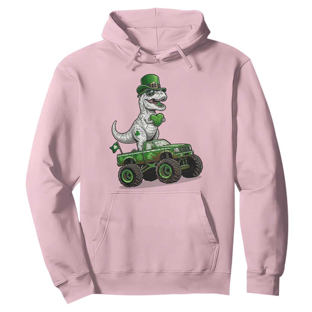 Funny St Patricks Day Dinosaur Truck Hoodie Lucky Dino Gift TS12 Light Pink Print Your Wear