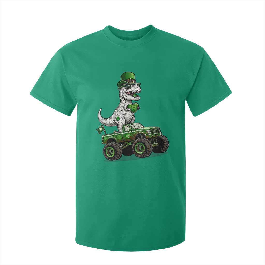 Funny St Patricks Day Dinosaur Truck T Shirt For Kid Lucky Dino Gift TS12 Irish Green Print Your Wear