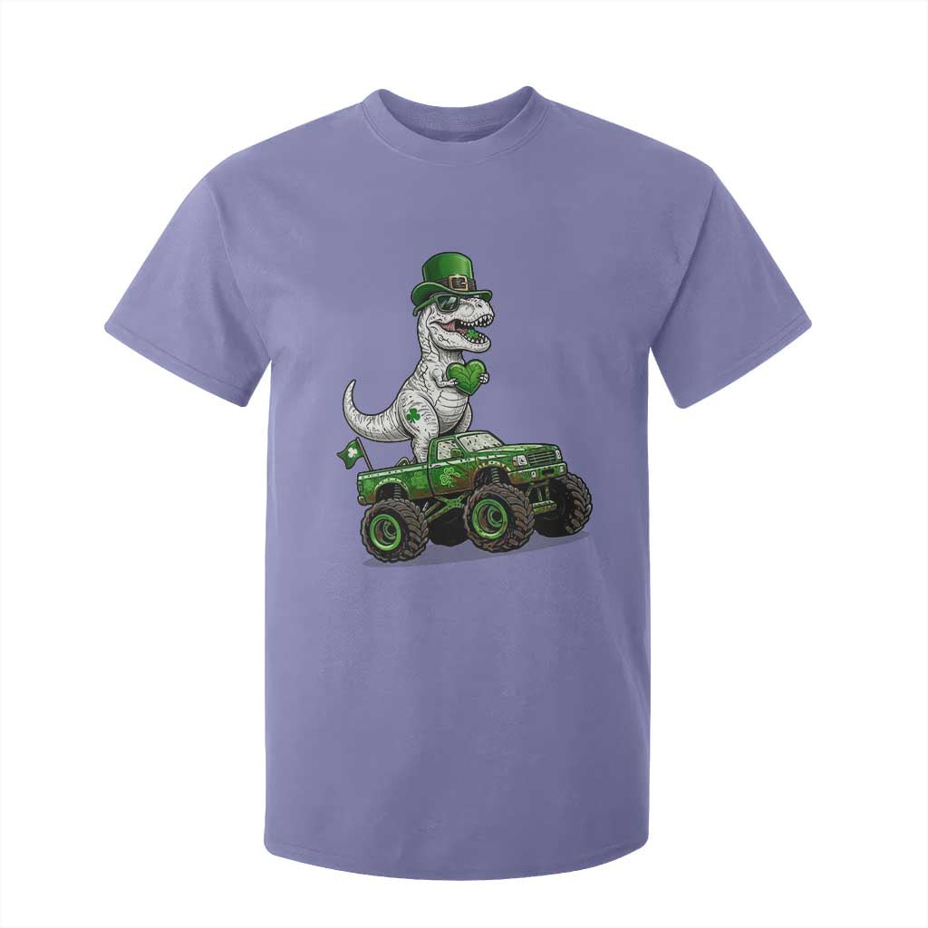 Funny St Patricks Day Dinosaur Truck T Shirt For Kid Lucky Dino Gift TS12 Violet Print Your Wear