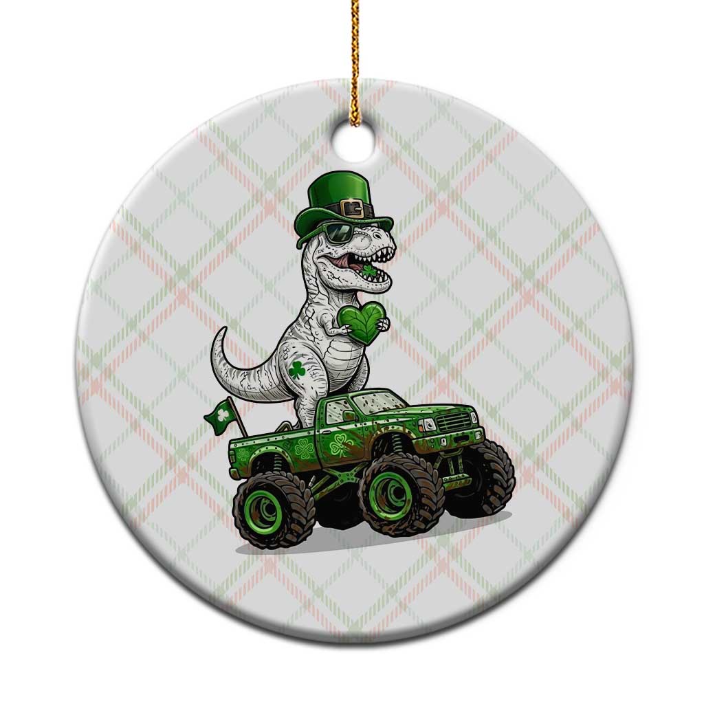 Funny St Patricks Day Dinosaur Truck Ceramic Ornament Lucky Dino Gift TS12 1pc Christmas Plaid Print Your Wear