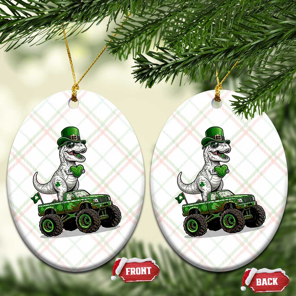 Funny St Patricks Day Dinosaur Truck Ceramic Ornament Lucky Dino Gift TS12 Print Your Wear