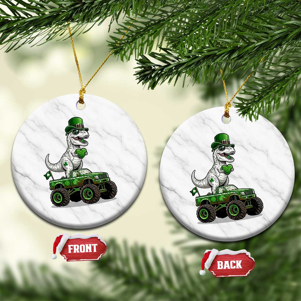 Funny St Patricks Day Dinosaur Truck Ceramic Ornament Lucky Dino Gift TS12 1pc White Marble Print Your Wear