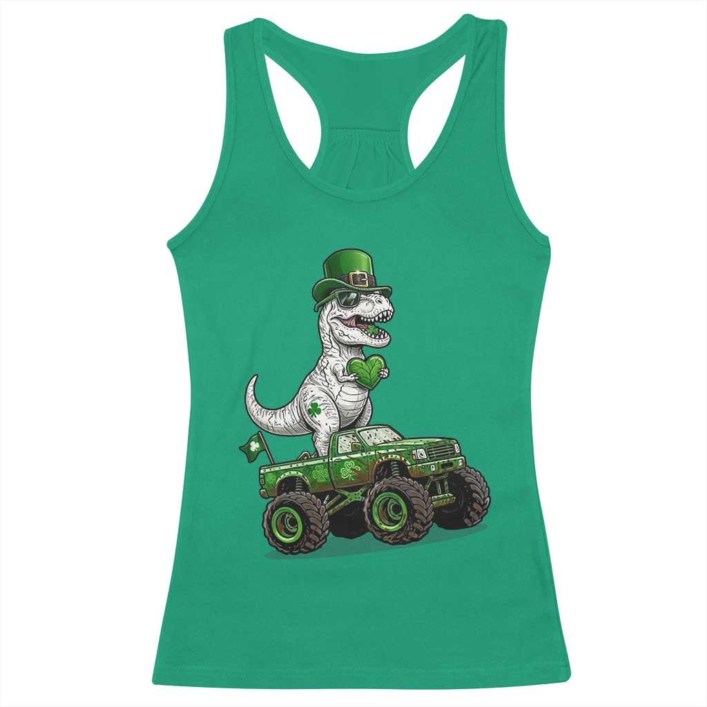 Funny St Patricks Day Dinosaur Truck Racerback Tank Top Lucky Dino Gift TS12 Irish Green Print Your Wear