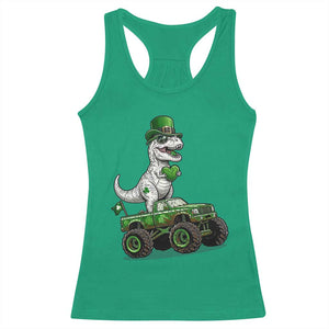 Funny St Patricks Day Dinosaur Truck Racerback Tank Top Lucky Dino Gift TS12 Irish Green Print Your Wear