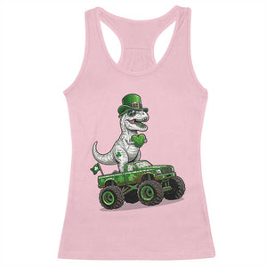 Funny St Patricks Day Dinosaur Truck Racerback Tank Top Lucky Dino Gift TS12 Light Pink Print Your Wear