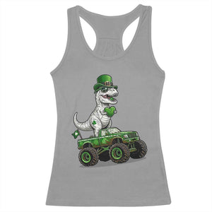 Funny St Patricks Day Dinosaur Truck Racerback Tank Top Lucky Dino Gift TS12 Sport Gray Print Your Wear