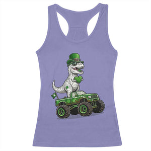 Funny St Patricks Day Dinosaur Truck Racerback Tank Top Lucky Dino Gift TS12 Violet Print Your Wear