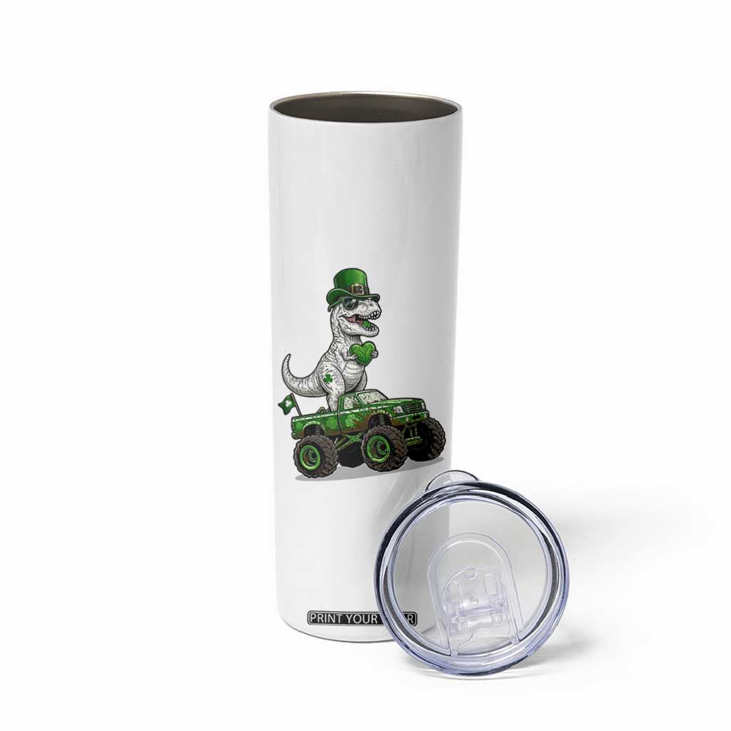 Funny St Patricks Day Dinosaur Truck Skinny Tumbler Lucky Dino Gift TS12 Print Your Wear