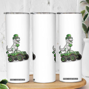 Funny St Patricks Day Dinosaur Truck Skinny Tumbler Lucky Dino Gift TS12 Print Your Wear