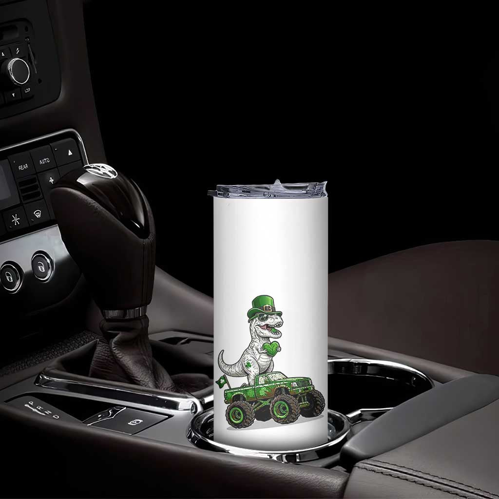 Funny St Patricks Day Dinosaur Truck Skinny Tumbler Lucky Dino Gift TS12 Print Your Wear