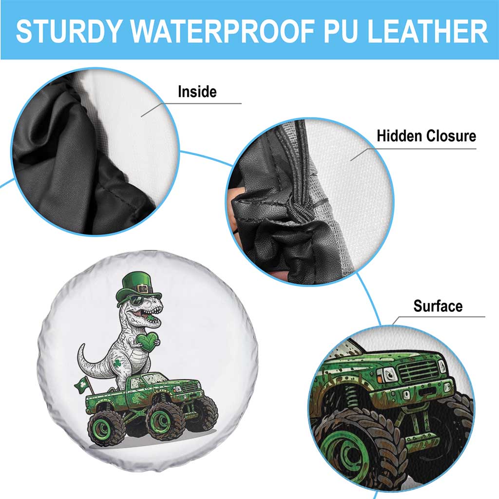 Funny St Patricks Day Dinosaur Truck Spare Tire Cover Lucky Dino Gift TS12 Print Your Wear