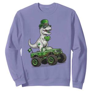 Funny St Patricks Day Dinosaur Truck Sweatshirt Lucky Dino Gift TS12 Violet Print Your Wear