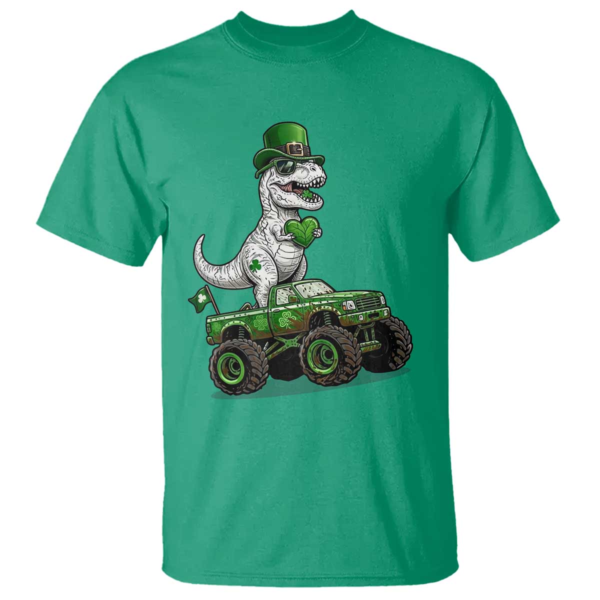Funny St Patricks Day Dinosaur Truck T Shirt Lucky Dino Gift TS12 Irish Green Print Your Wear