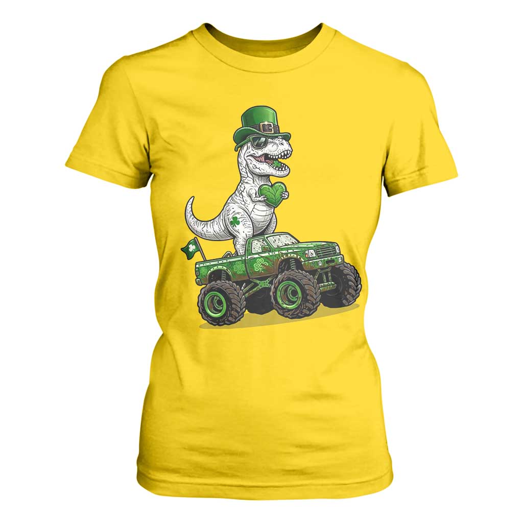 Funny St Patricks Day Dinosaur Truck T Shirt For Women Lucky Dino Gift TS12 Daisy Print Your Wear
