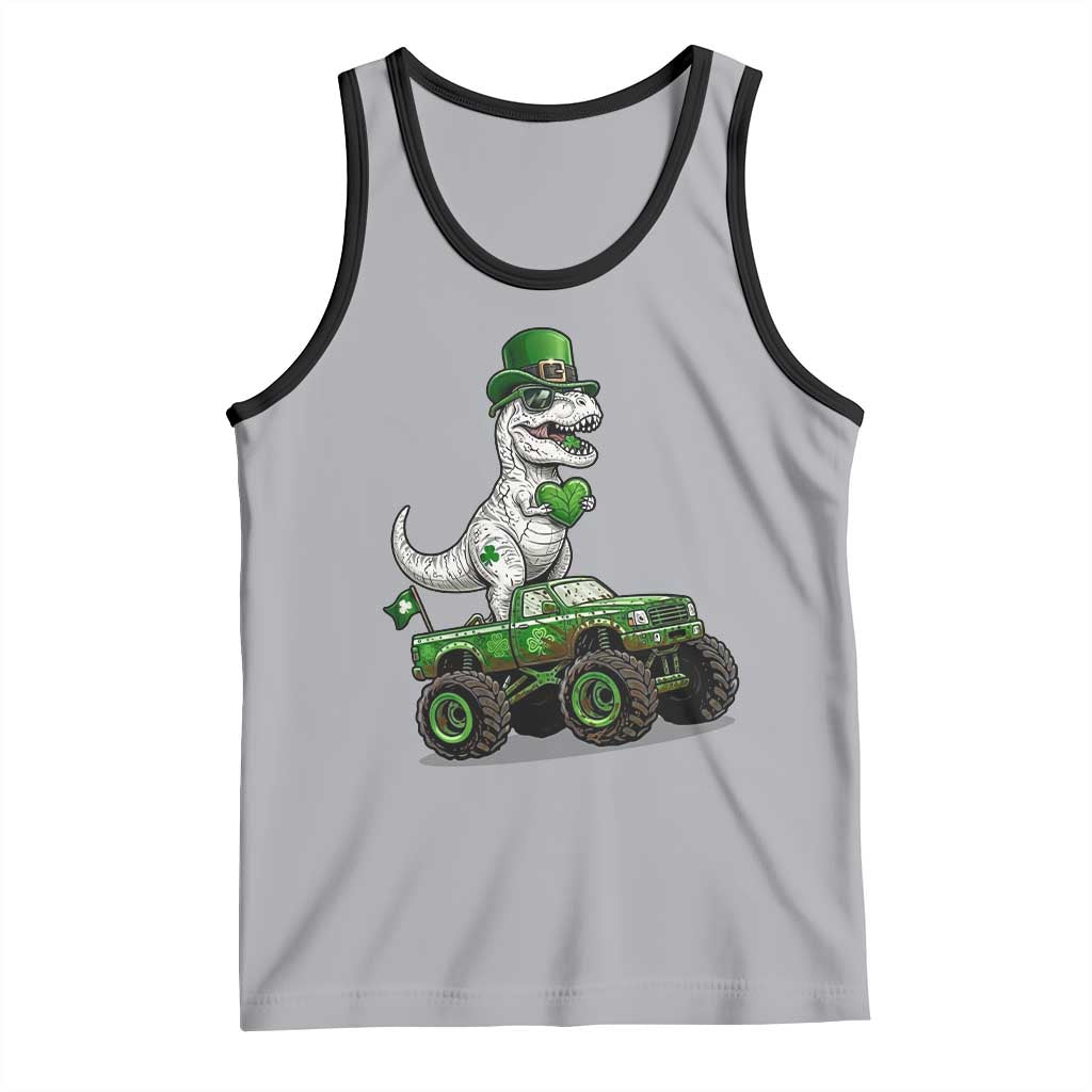 Funny St Patricks Day Dinosaur Truck Tank Top Lucky Dino Gift TS12 Athletic Heather Black Print Your Wear