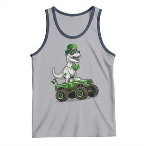 Funny St Patricks Day Dinosaur Truck Tank Top Lucky Dino Gift TS12 Athletic Heather Navy Print Your Wear