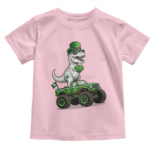 Funny St Patricks Day Dinosaur Truck Toddler T Shirt Lucky Dino Gift TS12 Light Pink Print Your Wear